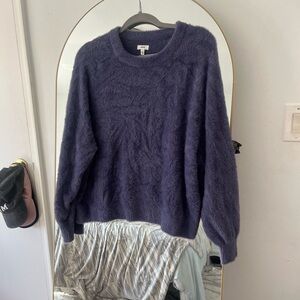 NWT Aerie Dark Navy/Purple Fuzzy Sweater Size Small